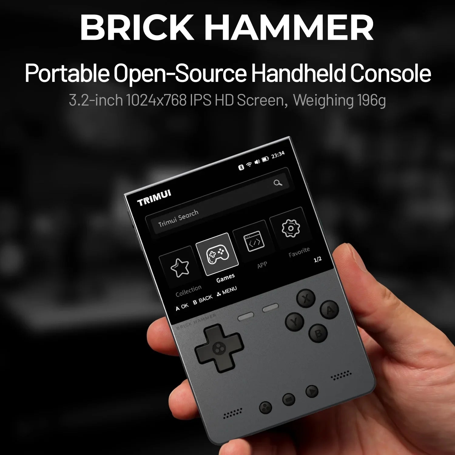 NEW TRIMUI BRICK Hammer Handheld Game Console 3.2'' IPS Screen Linux System Metal Body Key LED Lighting Free Key cap Gifts