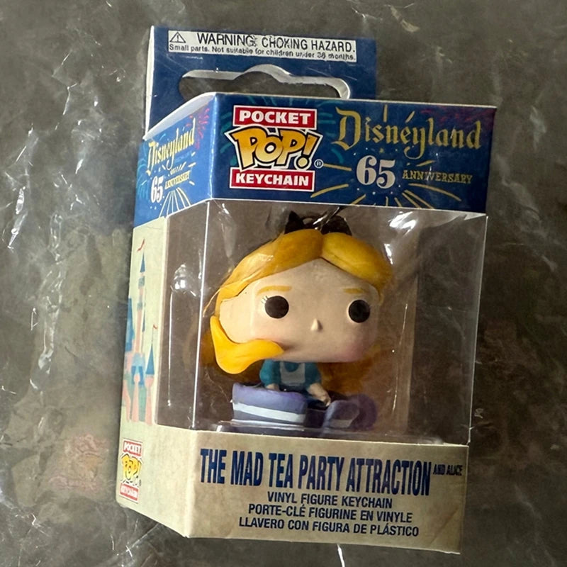 FUNKO Keychain Alice NEWest Arrival Disneyland 65th Anniversary Alice the Mad Tea Action Figure Collection Model Toys for Gifts