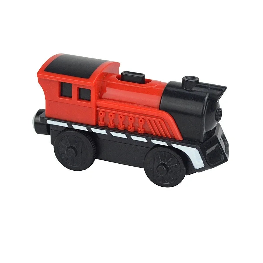 Magnetic Electric Train Car Locomotive Wooden Track Slot Diecast Railway With Two Carriages Train Wood Kid Toy Biro Leduo Track