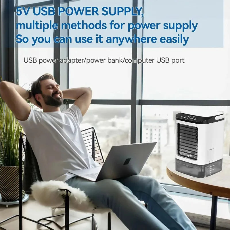 Quiet 3-Speed Portable Air Conditioner Mini Evaporative Cooler Humidifier for Bedroom