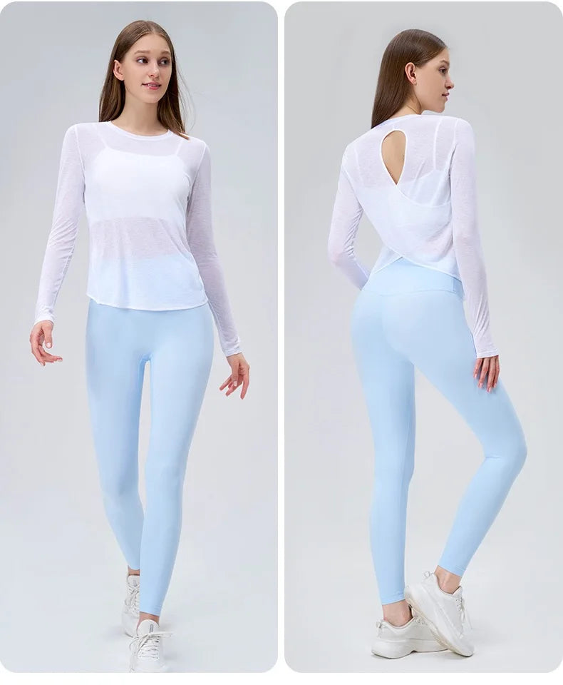 Yoga Suit Women's Long-sleeved Shirts Beautiful Back Sports Suit Tops Slim Loose Blouse Pilates Fitness Gym Suit Running Clothes