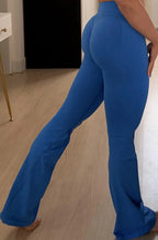 Flares Legggings Seamless Mid To Low Waistband Glute Contouring Wide Leg Pants Scrunch Booty Fitness Yoga Gym Flared Leggings