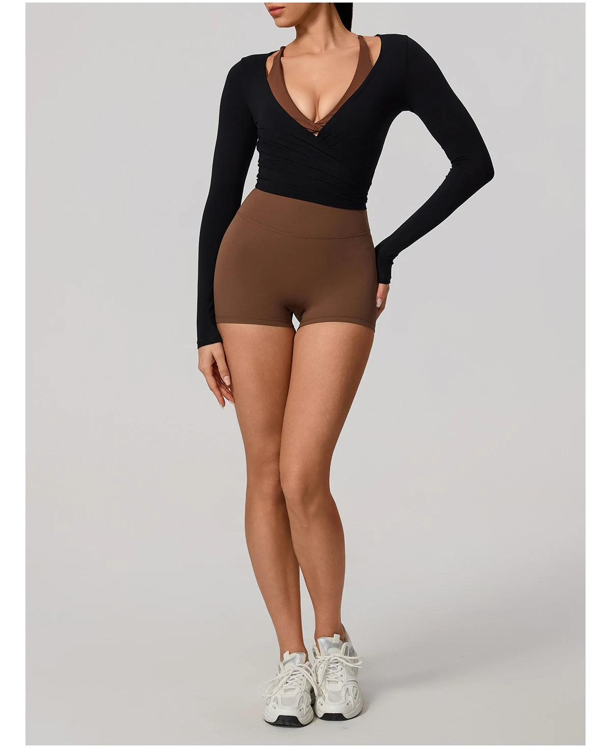 New Summer Women's Yoga Long Sleeve One Piece Strap Yoga Clothing Female Training Premium Ballet Wrap TopsWoman Gym Sports Top