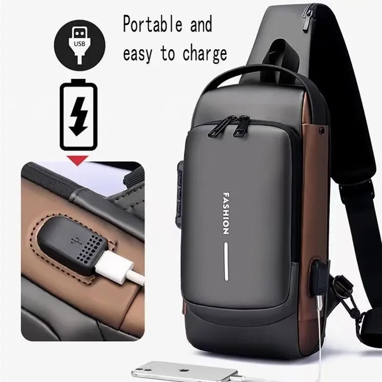 Multifunction Designer Anti-theft USB Shoulder Bag Crossbody Travel Sling Pack Messenger Pack Chest Bag Male Luxury Brand Men Main image