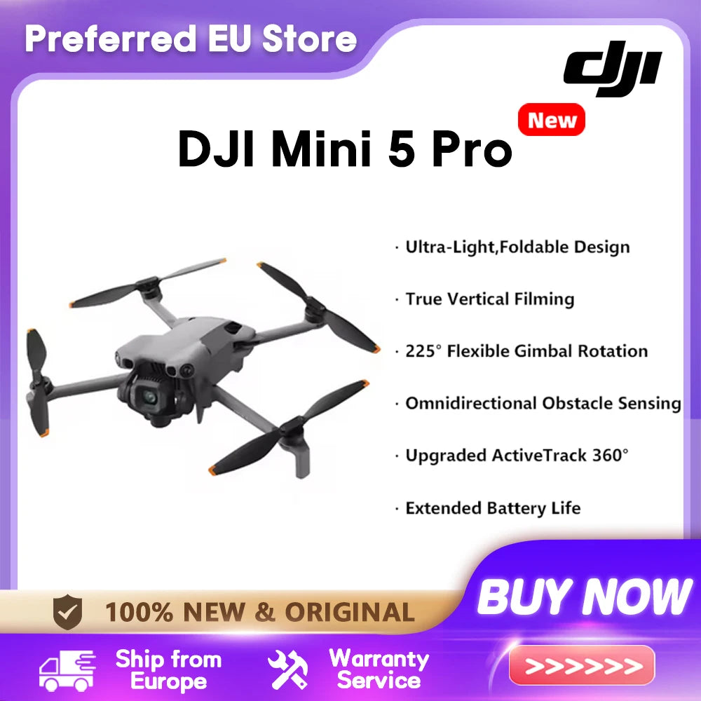 DJI Mini 5 Pro Ultra-Light & Foldable Drone with Camera 1-Inch CMOS Omnidirectional Obstacle Sensing ActiveTrack 360° 225° Gimbal Rotation 20km Transmission 4K Drone for Beginners C0 Main image