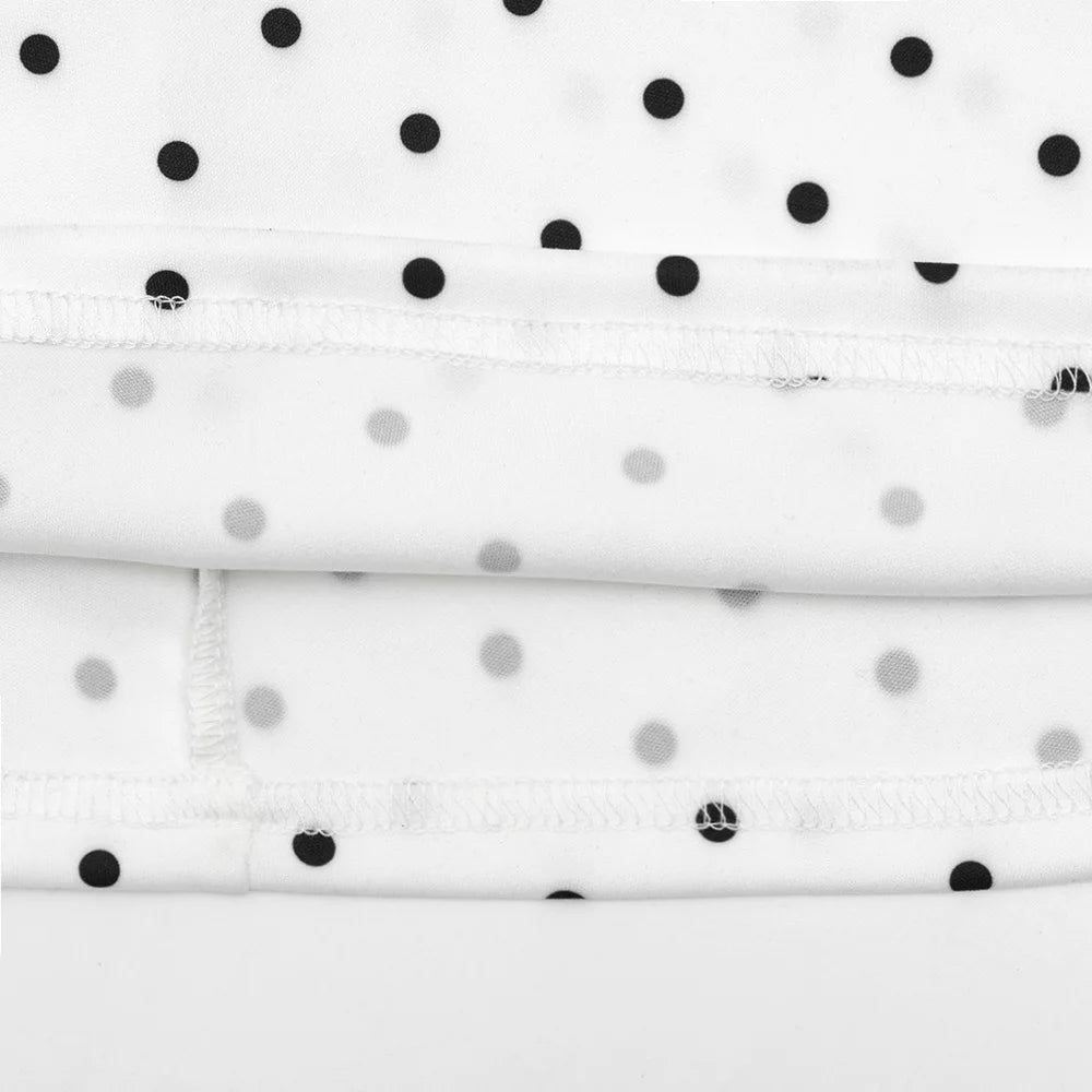 Talenza White Polka Dot Long Dress Summer Sexy High-Waisted Vintage Print Sleeveless Dress Casual Party Vacation New Women Dress