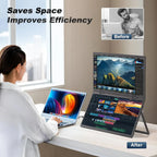 UPERFECT Delta 15.6" Dual Portable Monitor For Laptop Screen Extender 1080P HDR 360° Folding Stacked with Stand For Laptop PC