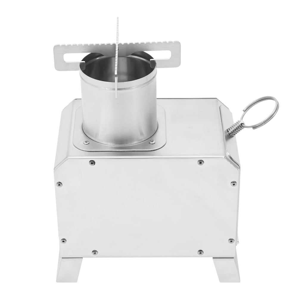 Portable Camping Wood Stove, Mini Stainless Steel Fire Pit for Outdoor Cooking, Hiking, BBQ, with Glass Window & Airflow Vents