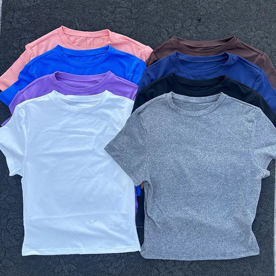 2026 NEW Short Sleeve Seamless Yoga Top Fitness Set Women Workout Running Sports Shorts Gym Suit