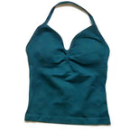 Gym Beautiful Open Back Bra Running Workout Impact Halter Longline Strappy Top Sports Yoga Vest Women's Fitness Tank Top