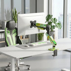 SC5 Jade Marble Pneumatic Monitor Arm Single Desk Mount Stand For 17-35 Inch Screen 2-10kg Load Height Adjustable Gaming Bracket