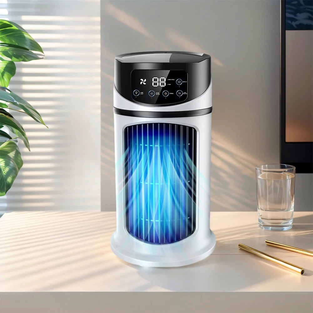 Portable Air Conditioner Desk Fan Spray Humidifier Air Cooling Fan Timing Circulation Wind Quiet Electric Fan for Home Office