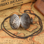 Retro Gray Three-headed Fire Dragon Necklace Quartz Pocket Watch Men Antique Nordic Amulet Pendant Women Game Movie Jewelry Hour