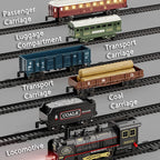 Kids Retro Electric Steam Train Rail Toys Classical Railway Freight Train High-Speed Tracks Train Model Boys Toys Christmas Gift