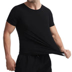 Men Sauna Sweat Short Sleeve Heat Trapping Shirts Sauna Suits Fitness Sweat Waist Slimming Shaper Workout Compression Shirt