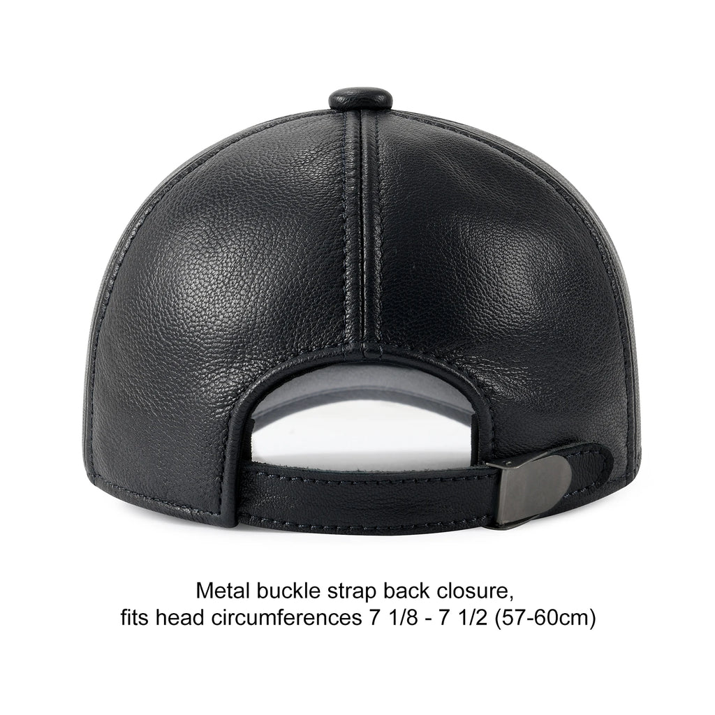 FEINION Men's Adjustable Baseball Cap Winter Driving Hunting Fishing Hat Genuine Leather Ivy Fashion Beret Flat Cap.