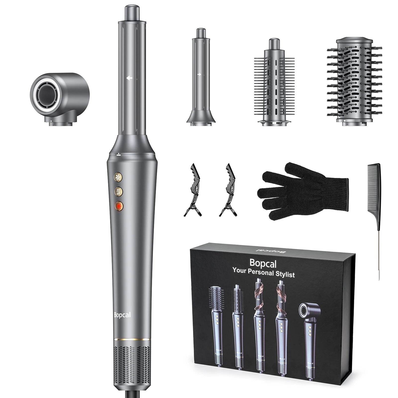 5 in 1 Hair Dryer,Multi Styling Tool,Straightener & 32mm Curling 300 Million Negative Ions Hair Care 1-3 Mins Quick Drying Gifts