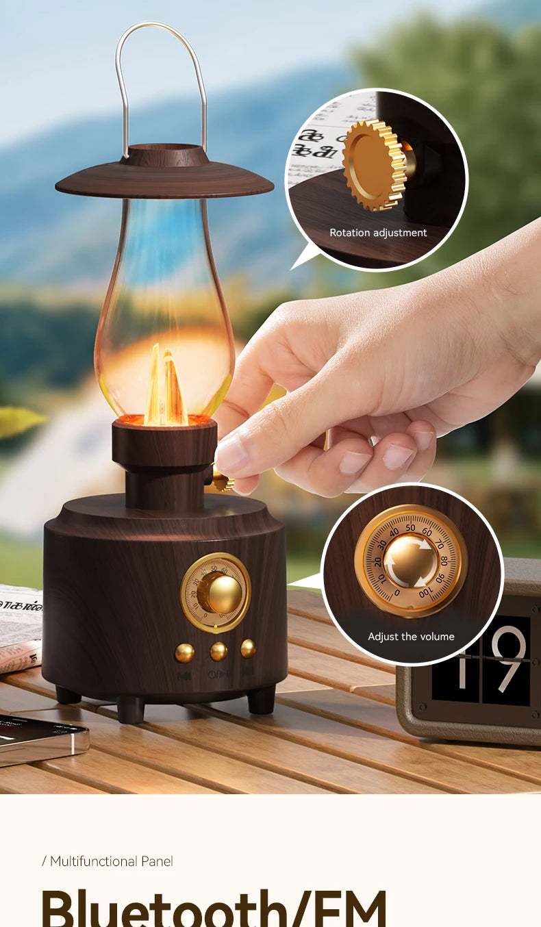 Retro Lamp Style Wireless Bluetooth Speaker with Portable FM Radio and USB Port Bluetooth 5.3 Suitable for Camping Home Decor