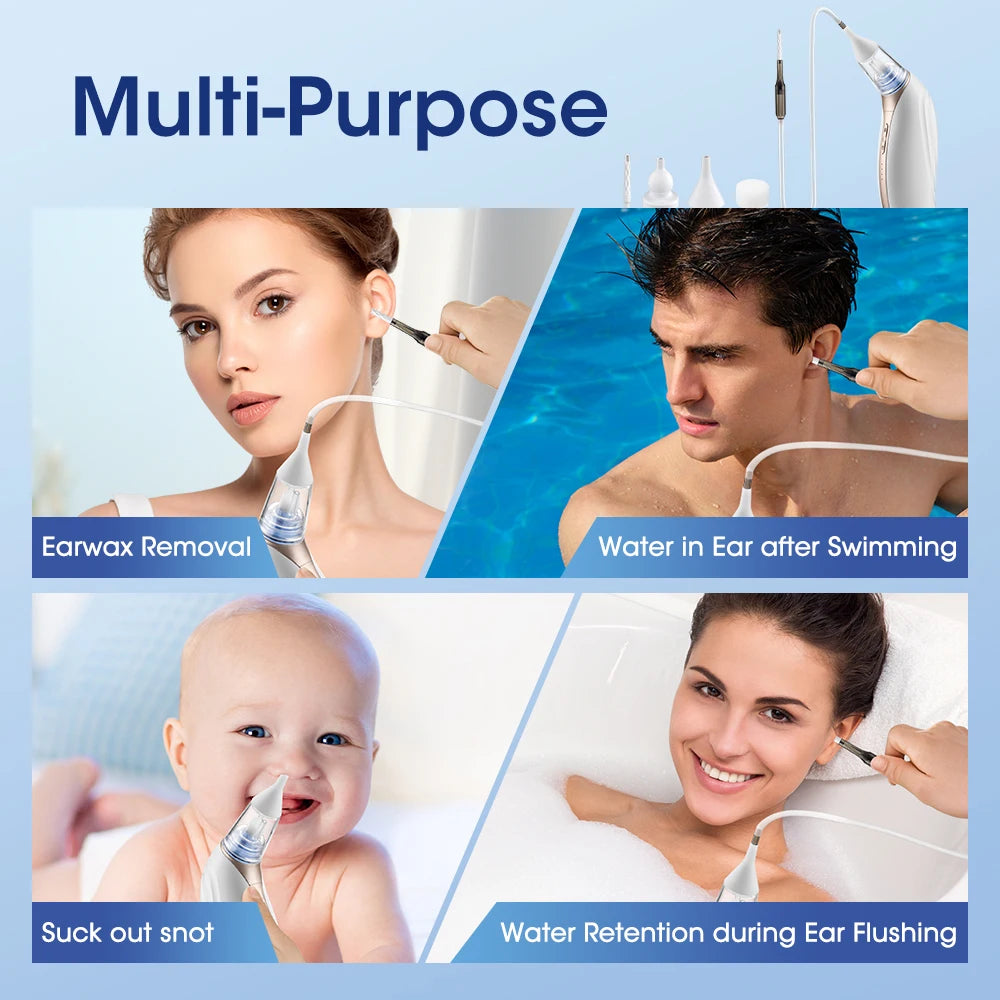 2 in 1 Ear Wax Removal Vacuum Set with 3 Levels Suction Nasal Aspirator Ear Cleaner for Adults And Kids Safe Ear Suction Tool