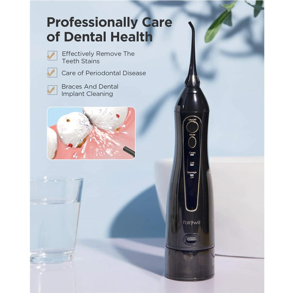 Fairywill Water Flossers Oral Irrigator & Electric Toothbrush Rechargeable Portable for Teeth Waterproof Teeth Cleaner