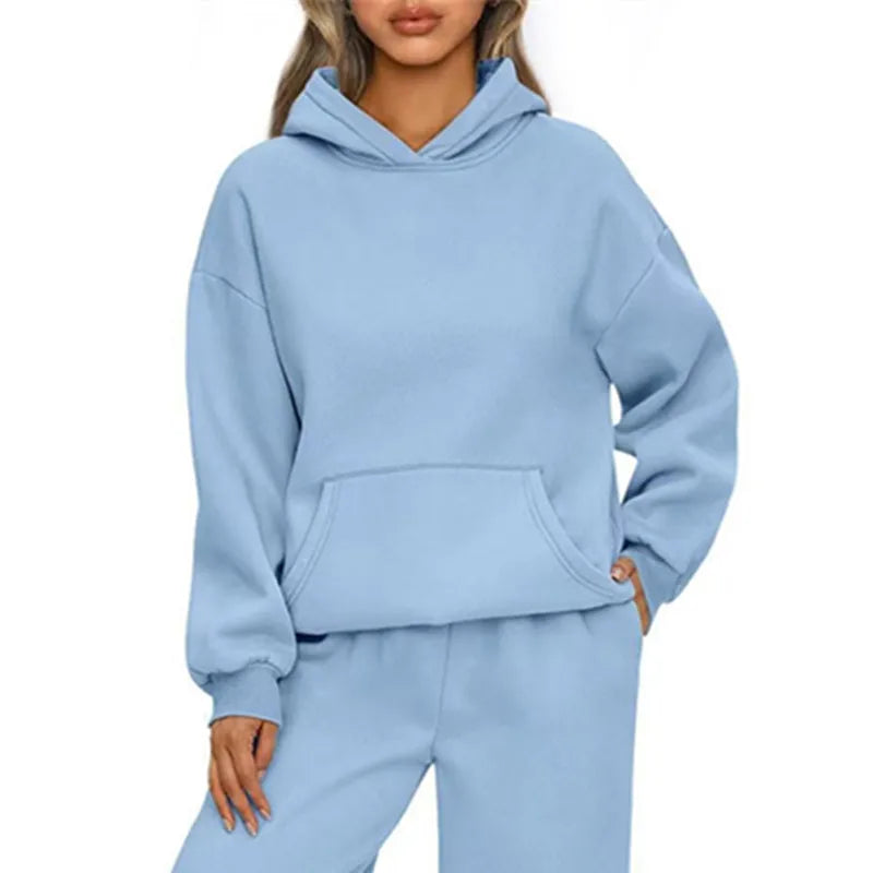 Autumn Winter Casual Sports hoodie Sweatshirt Solid-color long-sleeve Women's Fashion Loose hoodie Women's tops pullover Main image