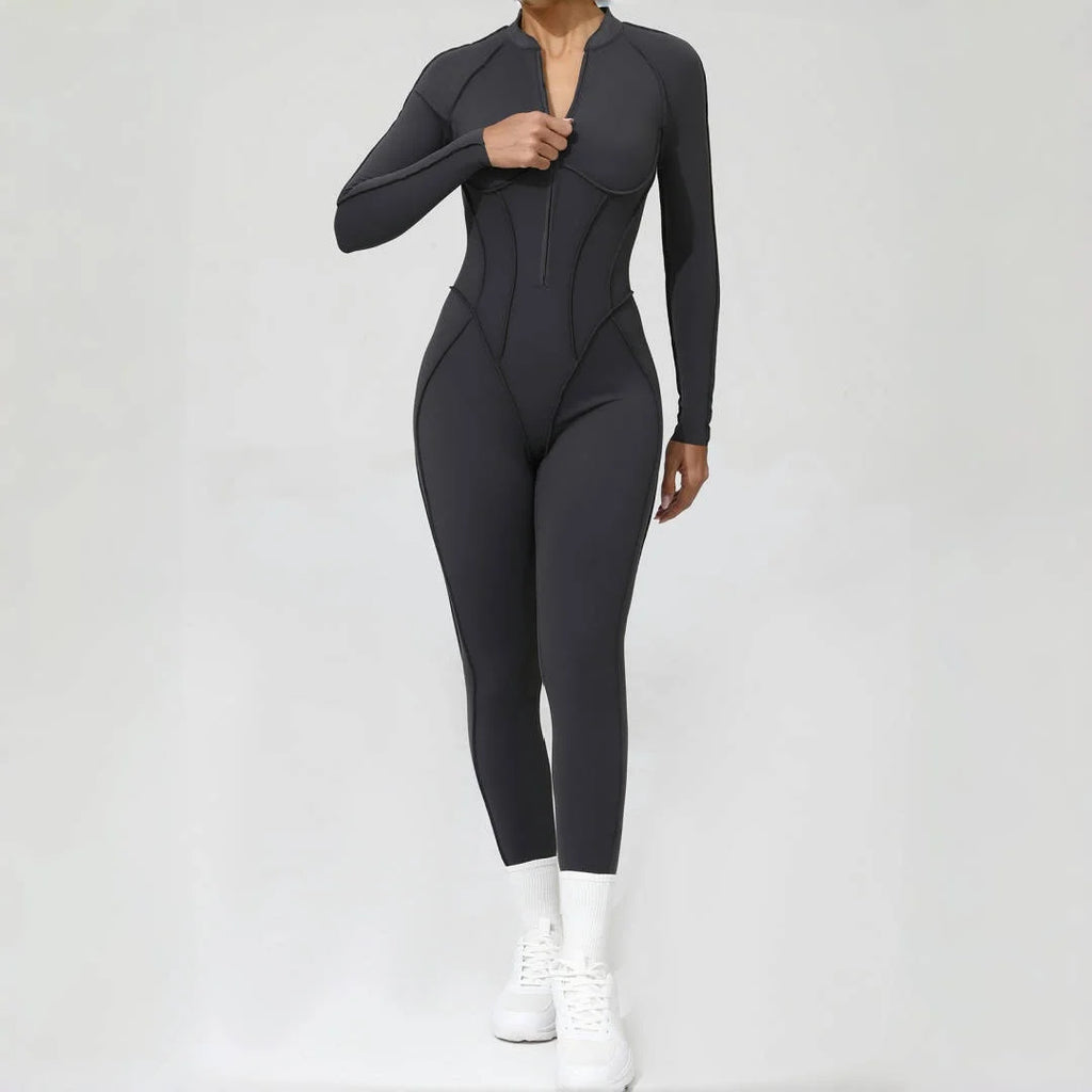 Women's Yoga Jumpsuit Hip Lift Sports Fitness Removable Padding Backless Zipper Leggings One-Piece Running Workout Gym Jumpsuit