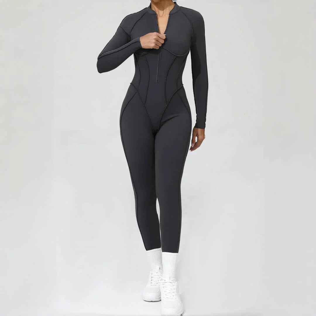 Women's Yoga Jumpsuit Hip Lift Sports Fitness Removable Padding Backless Zipper Leggings One-Piece Running Workout Gym Jumpsuit