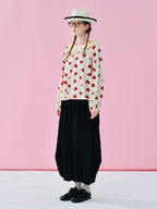 IMAKOKONI Original Design Collar Floral Long Sleeve Hoodie T-shirt for Summer Women 244968