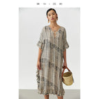 Animal Fiber Fabric~ Casual Dress for Women, Ruffled Silk Dress, Designer Niche Silk Long Dress, New Women's Fashion