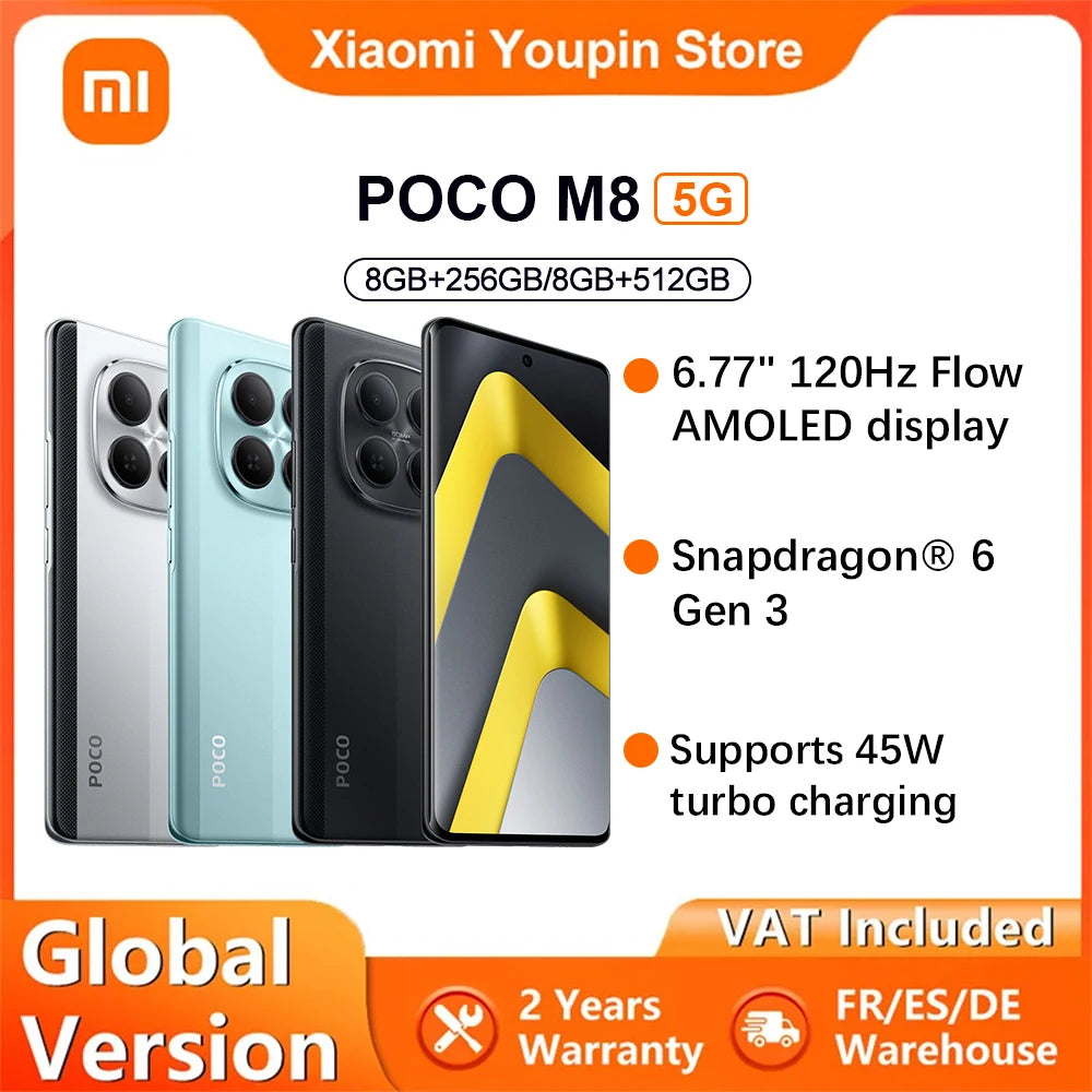 Global Version POCO M8 5G smartphone 5G 6.77" Snapdragon® 6 Gen 3 Mobile Platform 45W charging 50MP main camera IP66 NFC Xiaomi Main image
