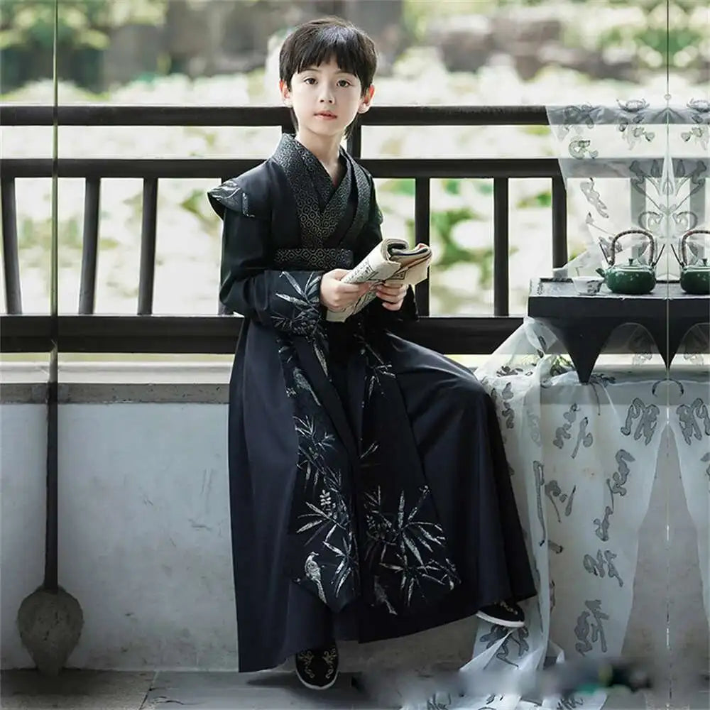 Handsome Boys' Improved Hanfu Oriental Chinese Style High-end Tang Suit Kids Performance Swordsman Traditional Ancient Costume