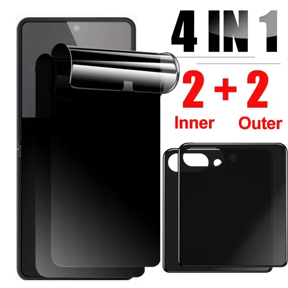 4in1 Privacy Screen Protector Inner & Outer Anti-Spy Hydrogel Films for Samsung Galaxy Z Flip 7 Flip7 Anti-peeping Protectors