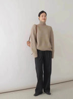 2024 Autumn and Winter New Thick Cashmere Sweater Women High Neck Pullover Sweater Warm Loose Knitted Base Sweater Jacket Tops