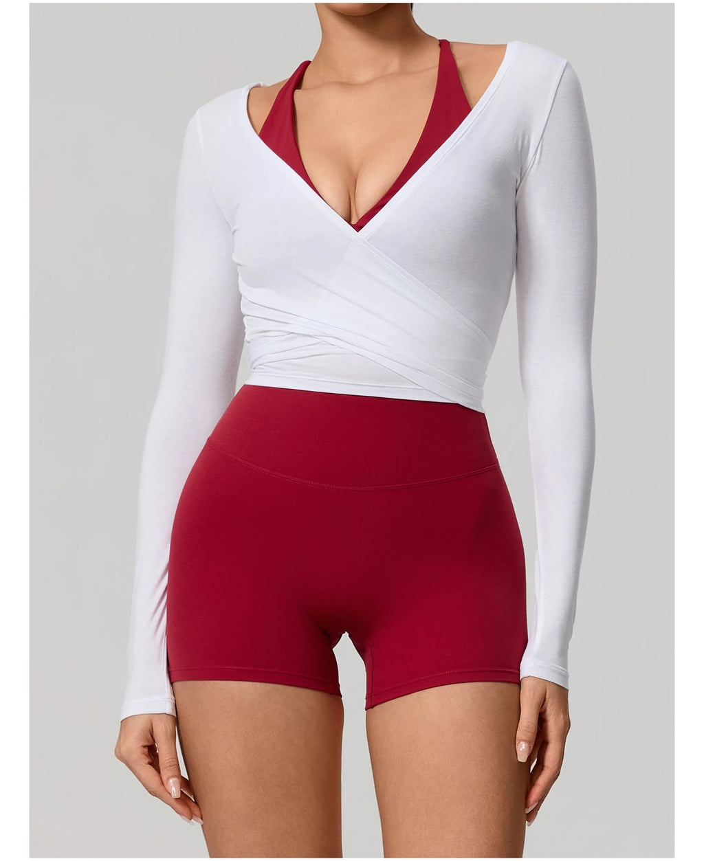 New Summer Women's Yoga Long Sleeve One Piece Strap Yoga Clothing Female Training Premium Ballet Wrap TopsWoman Gym Sports Top