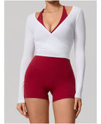 New Summer Women's Yoga Long Sleeve One Piece Strap Yoga Clothing Female Training Premium Ballet Wrap TopsWoman Gym Sports Top