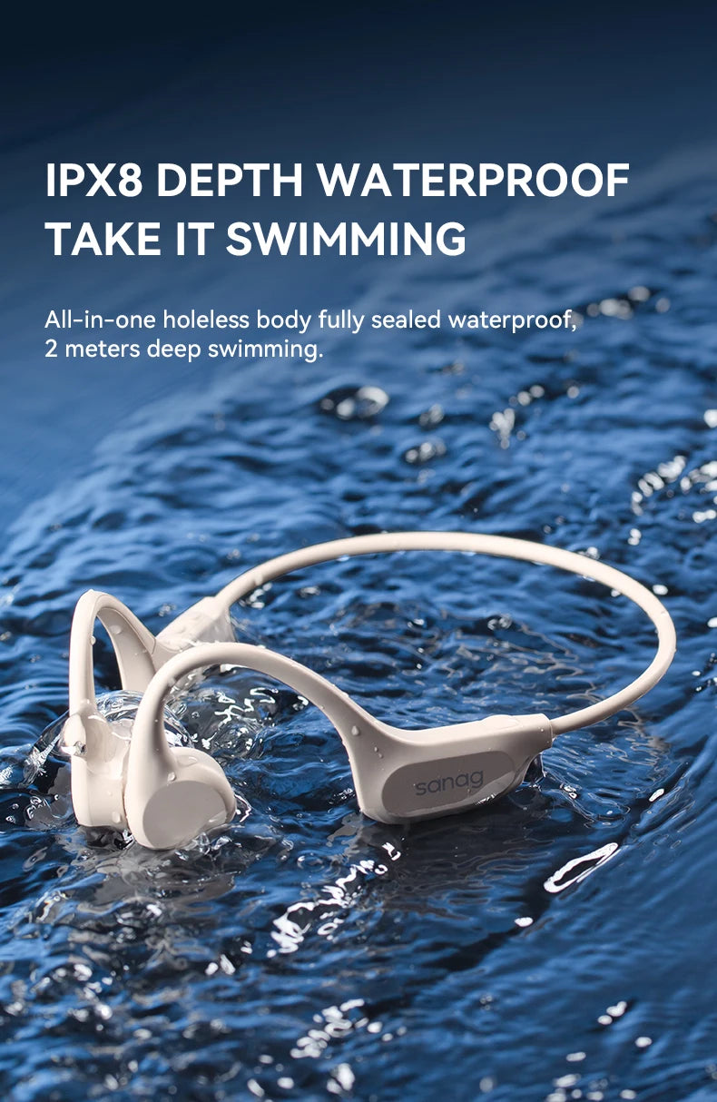 Sanag B60S Bone Conduction Earphone IPX8 Swimming Bluetooth Headphones Wireless Headset 32GB/64GB MP3 with Microphone Earbuds