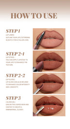 4pcs/Set Long Lasting Waterproof Lip Makeup Kit - Soft Smooth Creamy Lipliner Lipstick & lip gloss lip oil Set