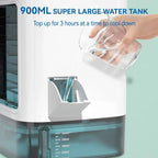 Compact Air Conditioning 3-Speed Personal Air Cooler 900ml Water Tank 7-Color Mood Light For Bedroom Desk Office