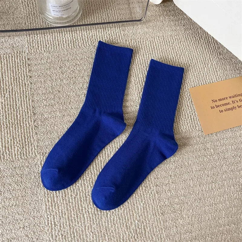 33 Colors Summer Cotton Soft Socks Happy Colorful Women's Mid-tube Stocking Fashion Trend Red Green Ankle Sox Autumn Hosiery