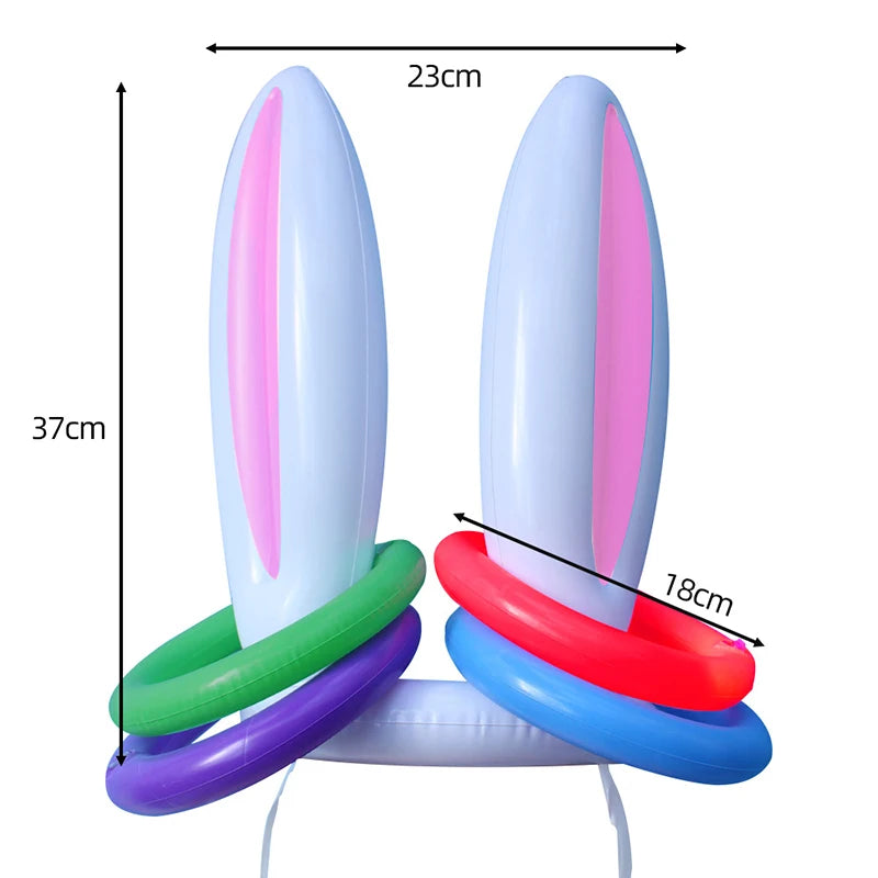 Bunny Ears Inflatable Ring Toss Party Games Kids Holiday Birthday Activity Social Indoor Outdoor Parent-child Interaction Toys