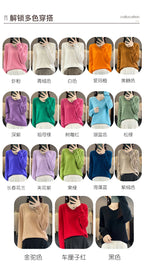 Women 100% Merino Wool Sweater V-Neck Basic Pullover Autumn Winter Cashmere Clothing Long Sleeve Soft Knitwear Tops Solid Color