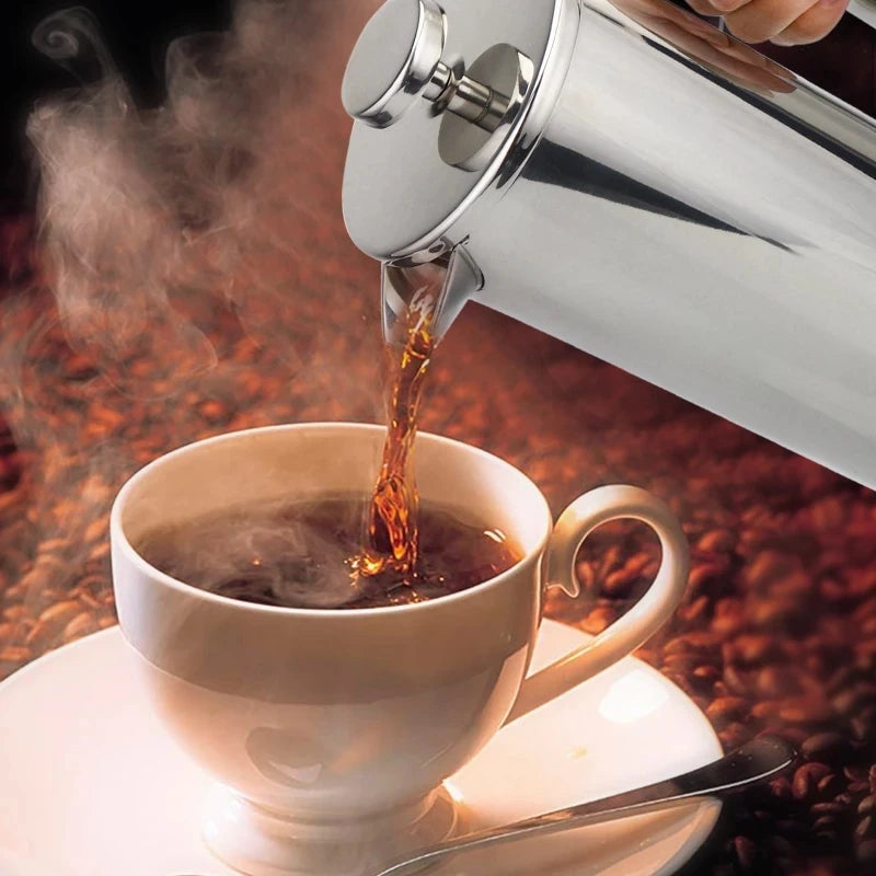 1.5L Coffee Maker French Press Stainless Steel Espresso Coffee Machine French Press Double-Wall Insulated Coffee Tea Maker Pot