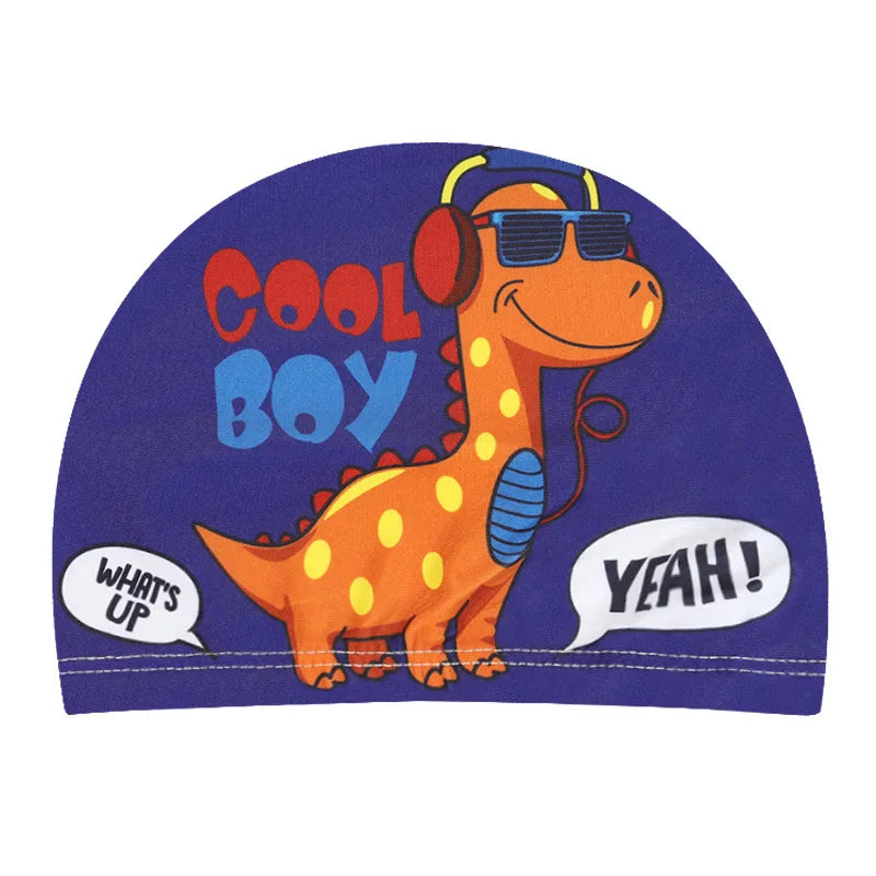 Kids Swim Cap Cartoon Pattern High Elastic Ear Protection Breathable for Pool Swimming Boys Girls Comfort Fit