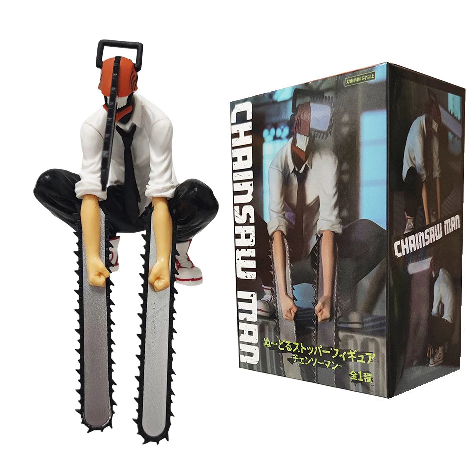 Anime Chainsaw Man Figure 2pcs Set Denji Action Figural 14-17cm Car Decoration Doll PVC Model Collection Toys Children Gifts