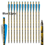 6/12/24pcs 20'' Archery Crossbow Bolt Carbon Arrow with 4-inch Feather ID7.6mm  Outdoor Hunting Sports Practice Crossbow Arrows