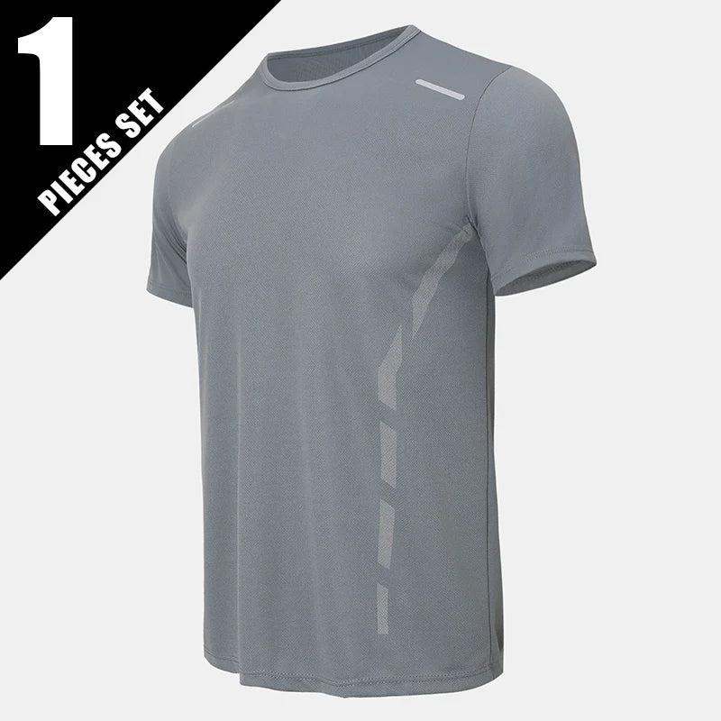 4/1 Pcs Men's Summer Multicolor Quick-drying Sports Short Sleeve Loose Breathable Fitness Running Badminton T Reflective Strip