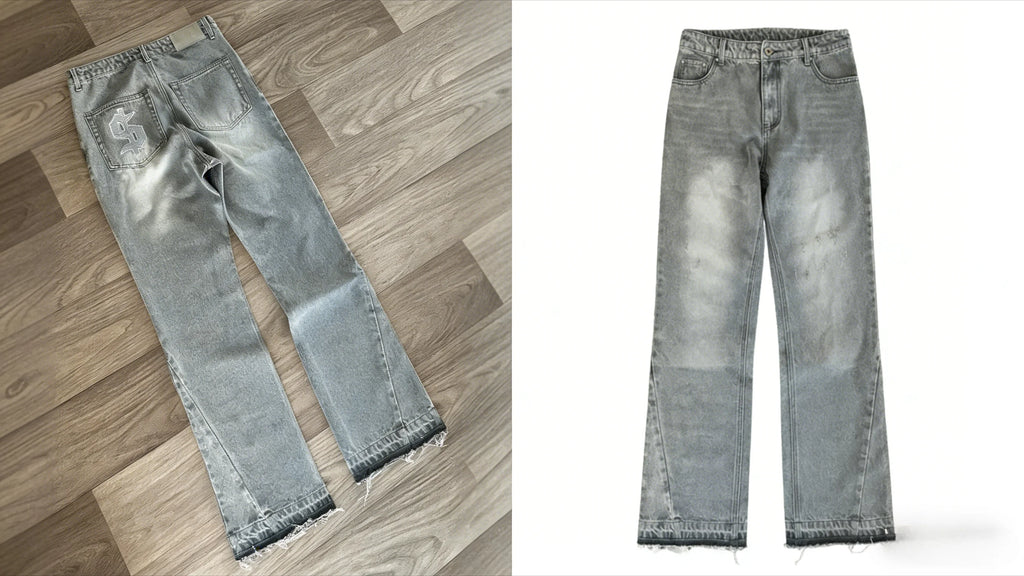 Y2K Black Washed Embroidered High-waisted Oversized Jeans Men European and American Retro Classic Loose Wide-leg Straight Pants