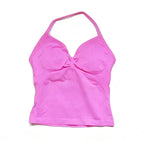 Gym Beautiful Open Back Bra Running Workout Impact Halter Longline Strappy Top Sports Yoga Vest Women's Fitness Tank Top