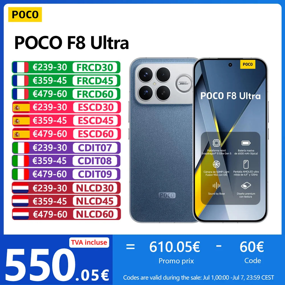 POCO F8 Ultra 5G, NFC,120Hz 6.9" AMOLED Display, 50 MP Light Fusion 950 Sensor with OIS, 6500 mAh Battery, IP68 Main image