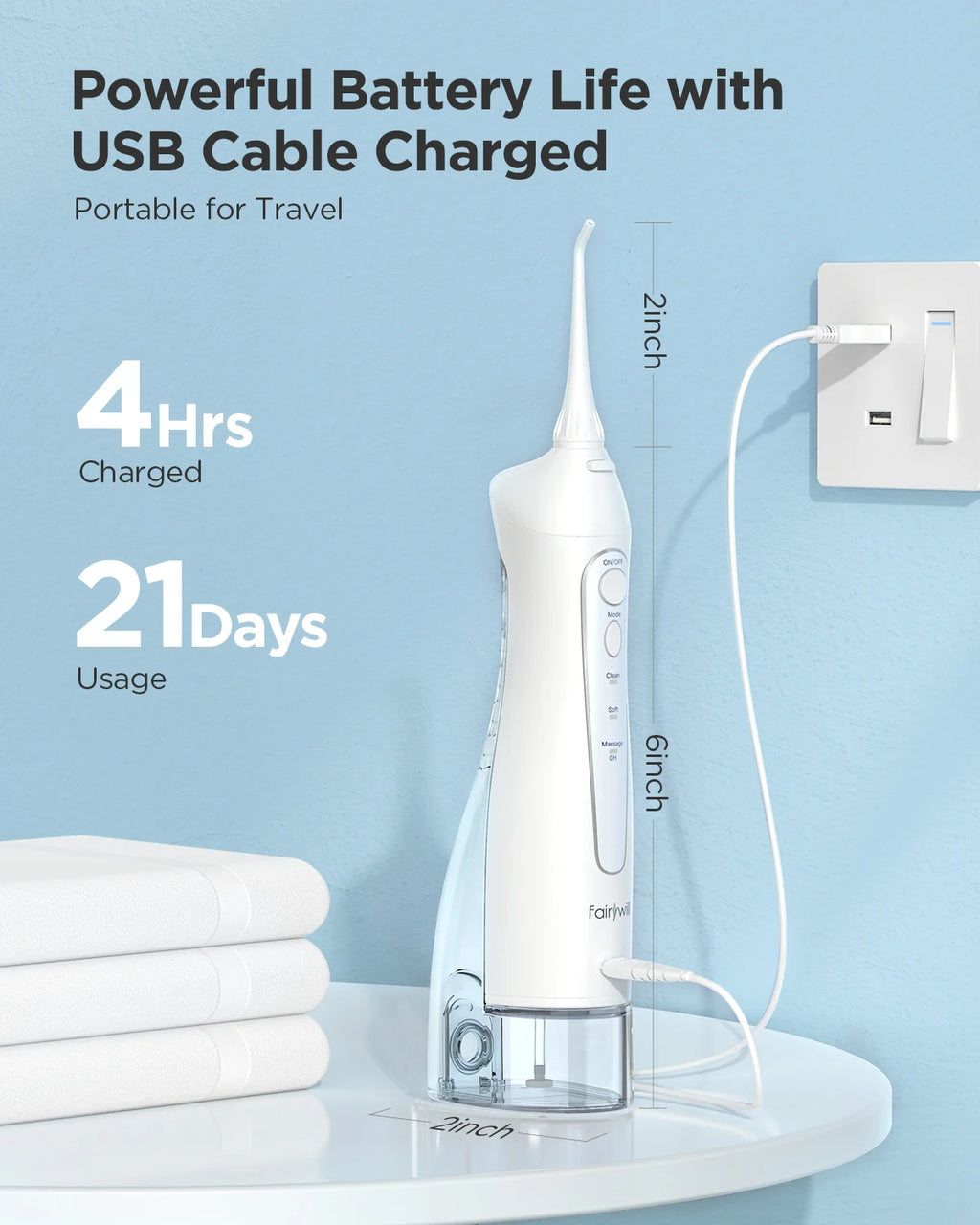 Fairywill Water Flossers Oral Irrigator & Electric Toothbrush Rechargeable Portable for Teeth Waterproof Teeth Cleaner